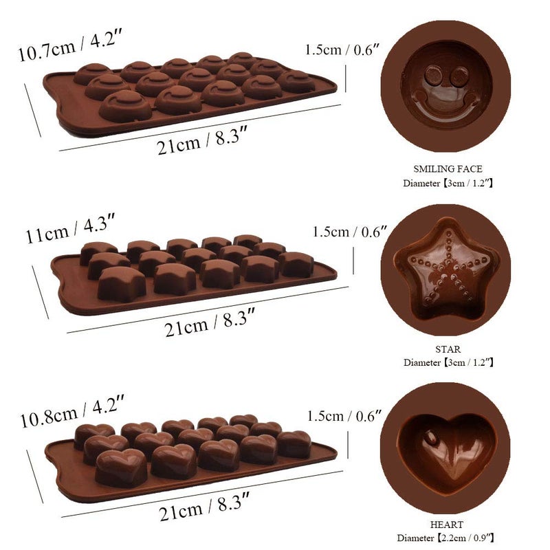 CNYMANY 6 pcs Silicone Chocolate Molds, CNYMANY Candy Mold Jelly Mould Non-Stick Kitchen Baking Pans Ice Cube Trays for Party Festival - 6 Shapes - Image 3